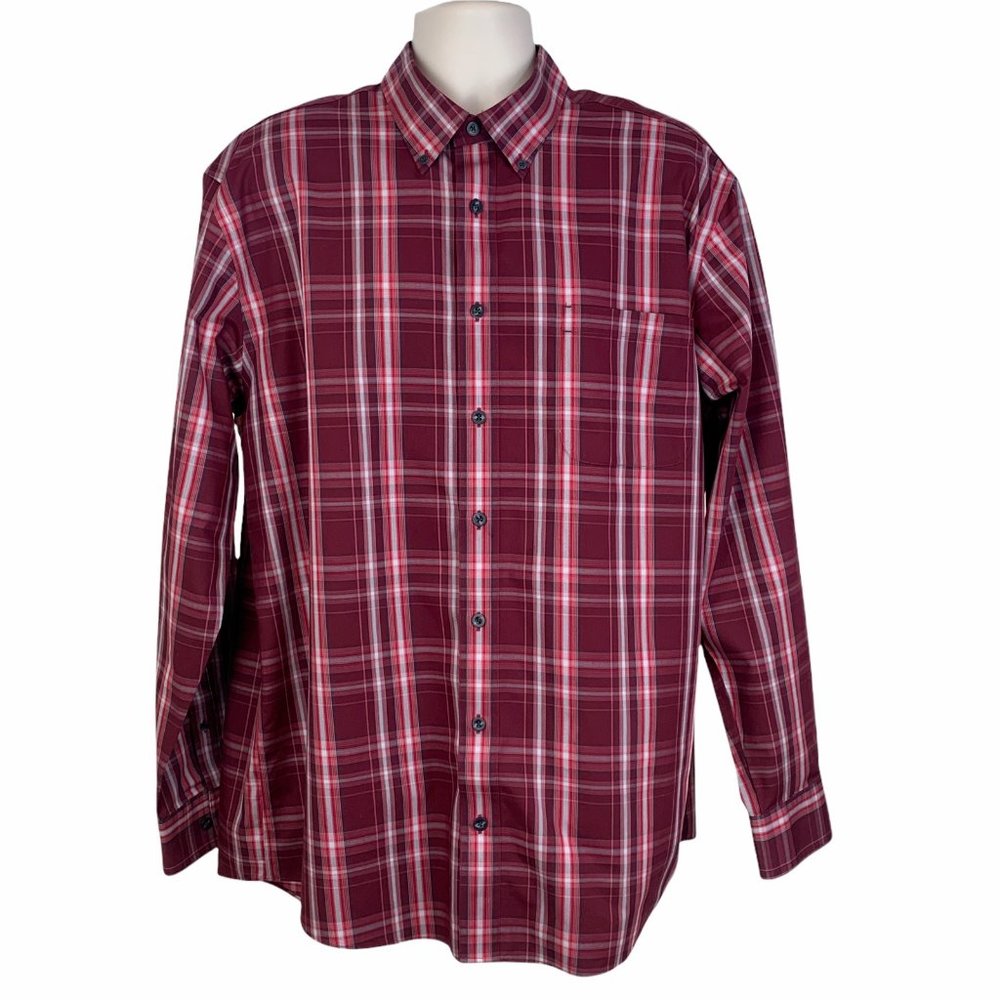 Cabela's Men's Burgundy Plaid Button-Down Shirt
